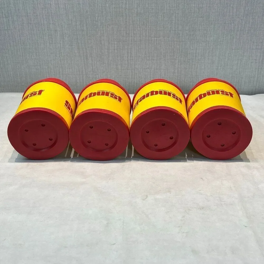 Vtg Starburst Chiller Can Cooler Koozie with Lid Set of 4 Retro 1993 Foam Plasti